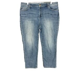 Chicos Jeans Womens 2.5 14 Blue Platinum Crop Medium Wash High‎ Rise Stretch